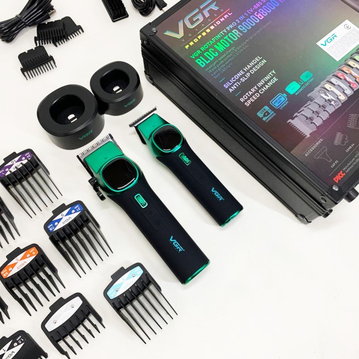 Комплект VGR 2 в 1 V-885 S2 GREEN, акумуляторна машинка для стрижки та триммер