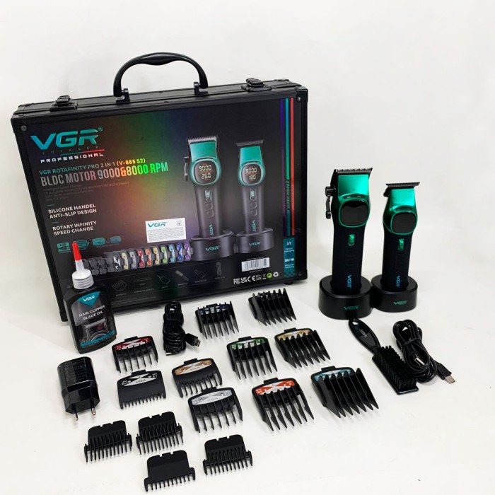 Тример з насадками різної довжини VGR V-885 S2 GREEN, Машинка для стрижки на акумуляторі UV-75