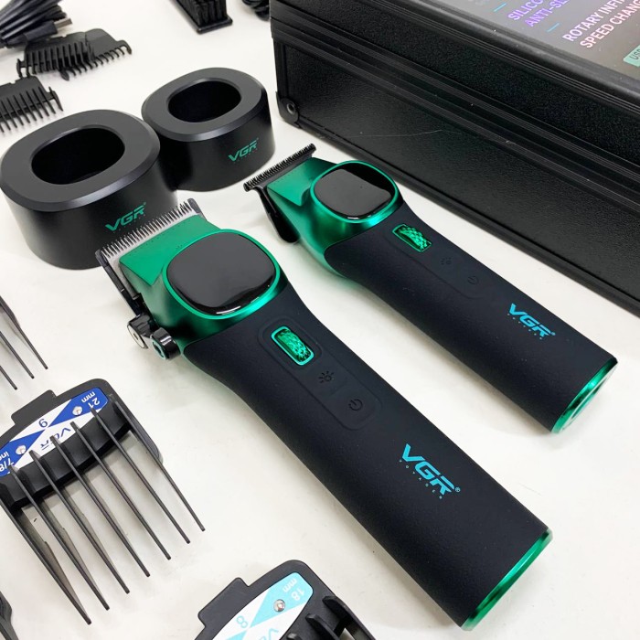 Тример з насадками різної довжини VGR V-885 S2 GREEN, Машинка для стрижки на акумуляторі UV-75