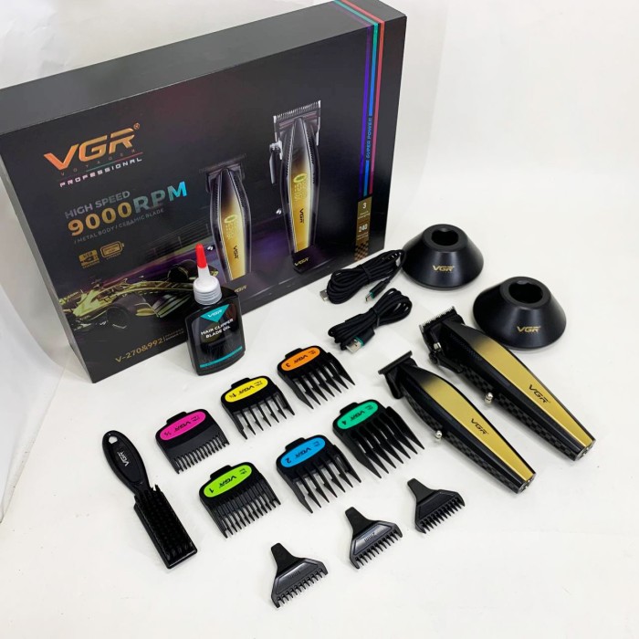 Машинка для стрижки волосся з різними насадками VGR V-270 V-992 GOLD, Миюча машинка для стрижки HS-53