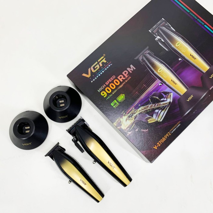 Машинка для стрижки волосся з різними насадками VGR V-270 V-992 GOLD, Миюча машинка для стрижки HS-53
