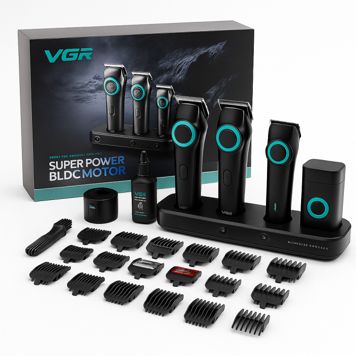 Професійний набір для барберів VGR Stepless Pro 3 in 1 BLACK