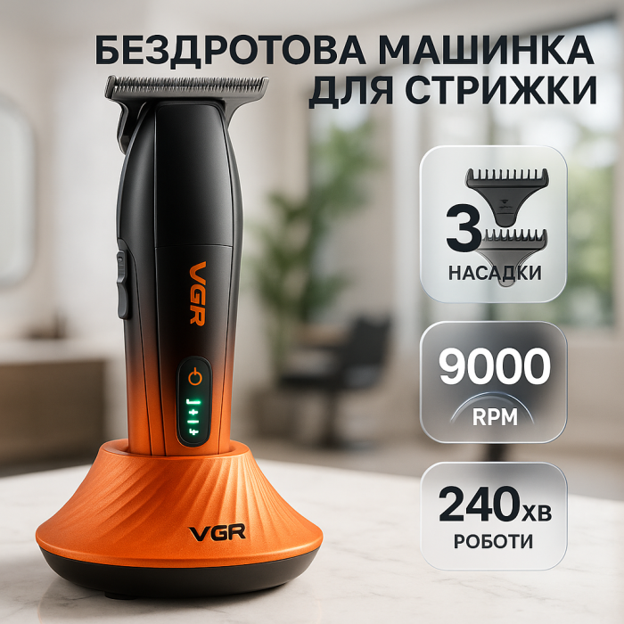 Машинка для точної стрижки бороди і волосся VGR V-889T, Універсальний тример для стрижки та гоління FJ-13