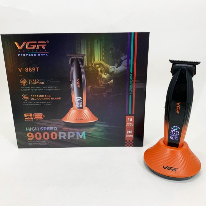 Перукарська машинка акумуляторна професійна VGR V-889T, Електрична машинка тример для волосся і бороди CR-65