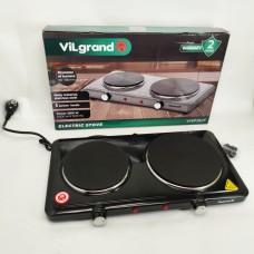 Електрична кухонна плита з двома дисками VILGRAND VHP182F 2500Вт, Зручна плита для кухні LD-85