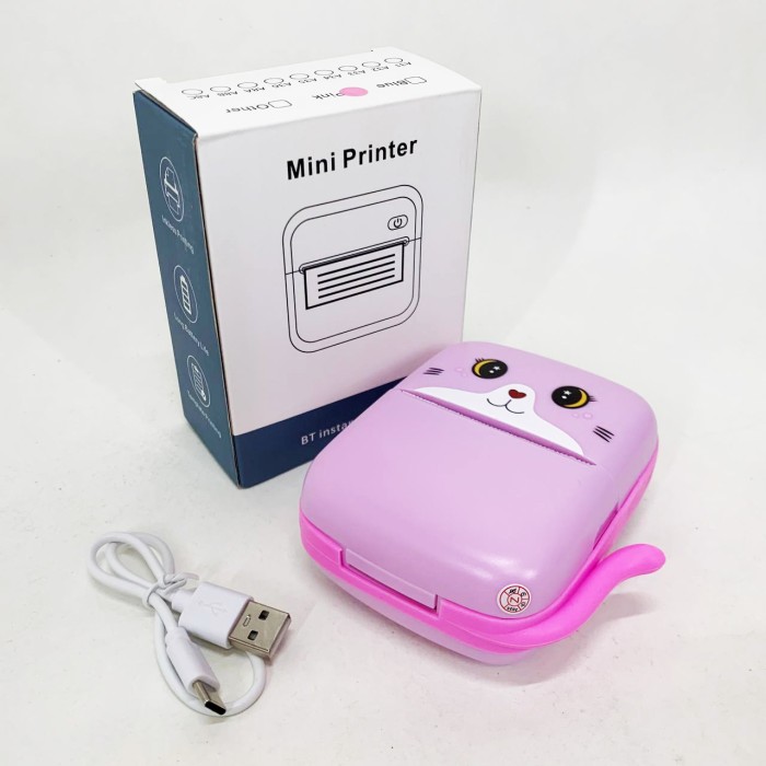 Портативний дитячий термопринтер з Bluetooth A8 Cat міні принтер для телефону Pink