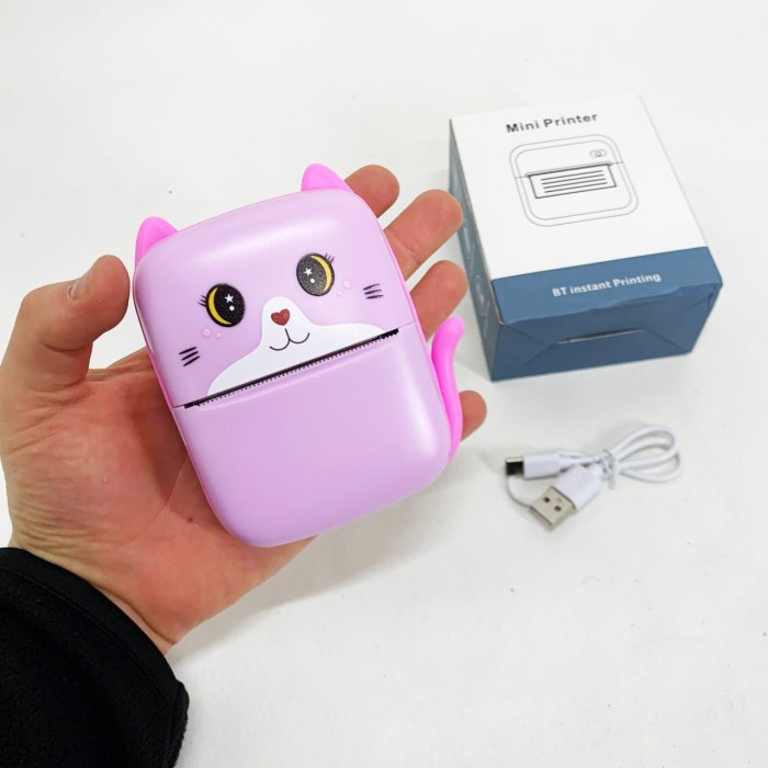 Портативний дитячий термопринтер з Bluetooth A8 Cat міні принтер для телефону Pink