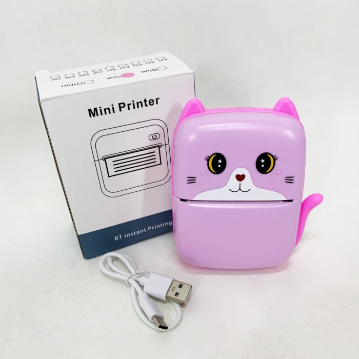 Портативний дитячий термопринтер з Bluetooth A8 Cat міні принтер для телефону Pink XZ-10