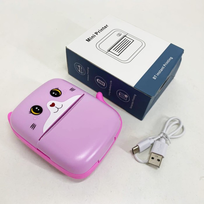 Портативний дитячий термопринтер з Bluetooth A8 Cat міні принтер для телефону Pink XZ-10