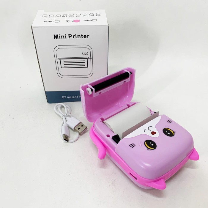 Портативний дитячий термопринтер з Bluetooth A8 Cat міні принтер для телефону Pink XZ-10