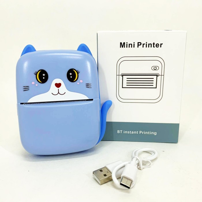 Портативний дитячий термопринтер із Bluetooth A8 Cat міні принтер для телефону Blue LE-21