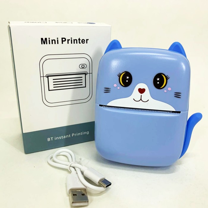 Портативний дитячий термопринтер із Bluetooth A8 Cat міні принтер для телефону Blue LE-21