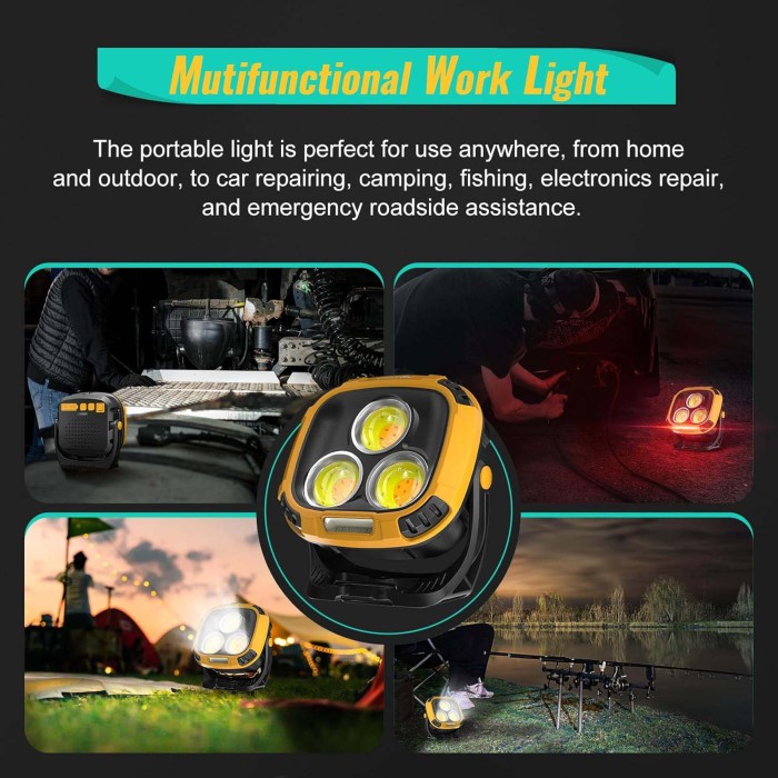 Прожектор ліхтар кемпінг W891-1-3COB(White+Yellow)+5SMD(Red) Power bank NV-73