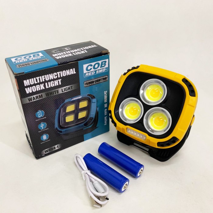 Прожектор ліхтар кемпінг W891-1-3COB(White+Yellow)+5SMD(Red) Power bank NV-73