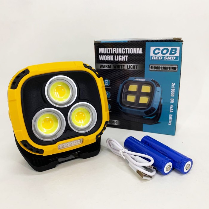 Прожектор ліхтар кемпінг W891-1-3COB(White+Yellow)+5SMD(Red) Power bank NV-73