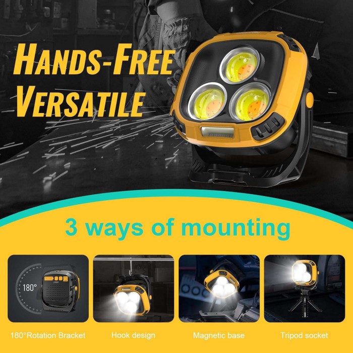 Прожектор ліхтар кемпінг W891-1-3COB(White+Yellow)+5SMD(Red) Power bank XW-23