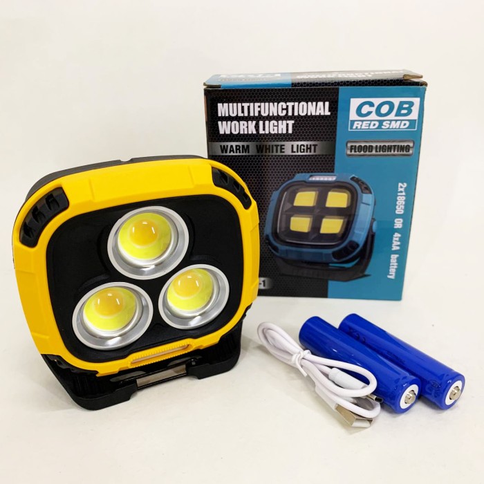 Прожектор ліхтар кемпінг W891-1-3COB(White+Yellow)+5SMD(Red) Power bank XW-23