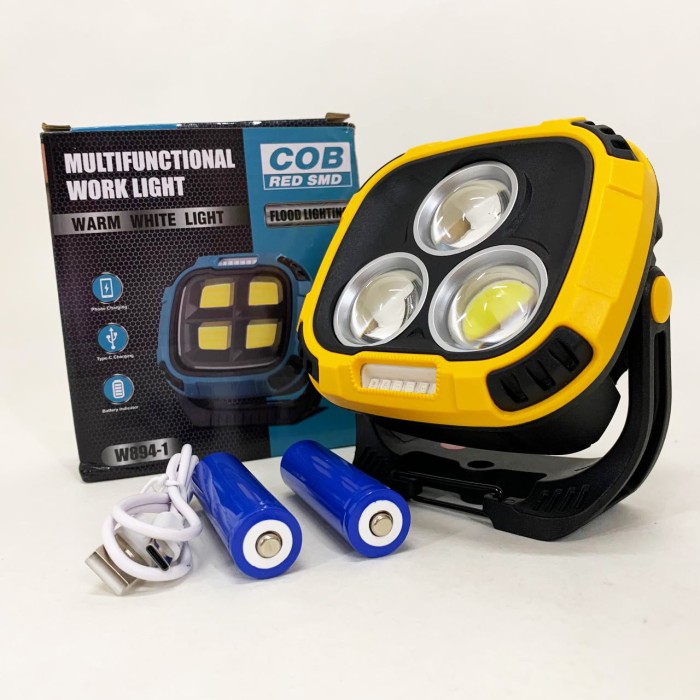 Прожектор ліхтар кемпінг W891-1-3COB(White+Yellow)+5SMD(Red) Power bank XW-23
