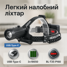 Ліхтарик на голову діодний BL-T35-P160 3x18650, Ліхтарик налобний світлодіодний надпотужний UE-83