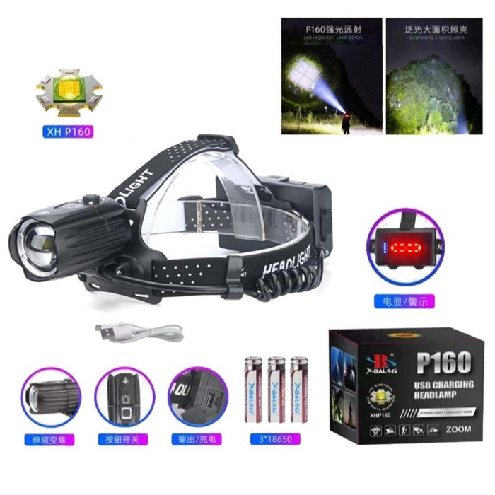 Ліхтарик на лоб BL-T35-P160, Налобний ліхтар з кріпленням на голову Ліхтар голову для бігу OU-15