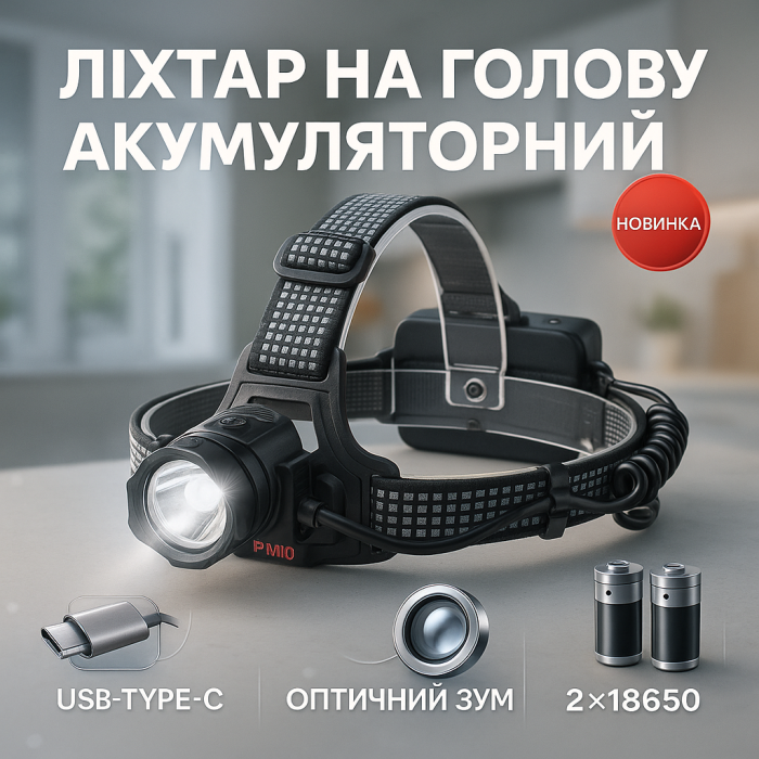 Налобний акумуляторний ліхтар на голову 8505, Надпотужний налобний ліхтар з фіксацією на голові WM-35