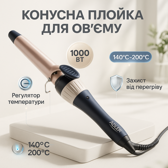 Плойка для волосся 25мм Adler AD 2117 180Вт