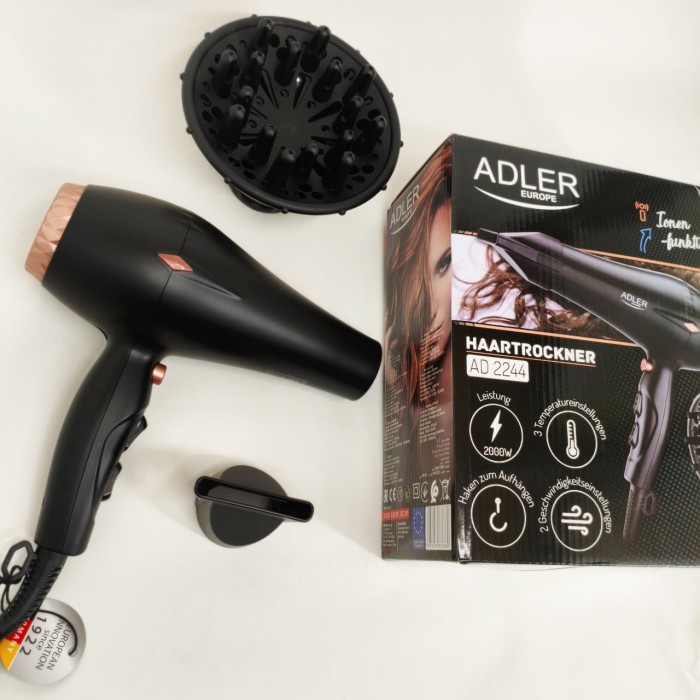 Професійний фен оригінал Adler AD 2244 2000Вт, Фен з холодним і теплим режимами, Електрофен з насадками FC-58