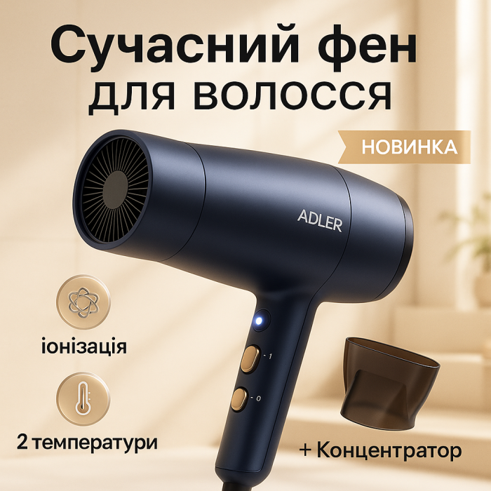 Фен для укладання з іонізацією Adler AD 2279b 1800Вт
