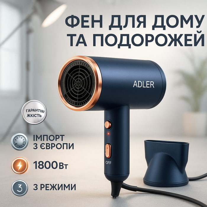 Фен для укладання зачіски Adler, Фен з холодним повітрям для укладання Професійний об'єму PK-83