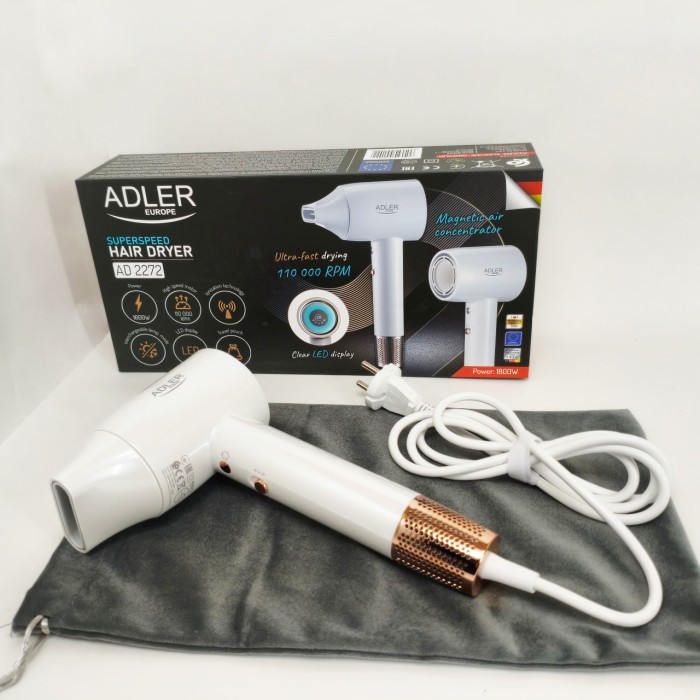Професійний фен оригінал Adler AD 2272 1800Вт, Електричний фен для укладання Сучасний для волосся UH-19