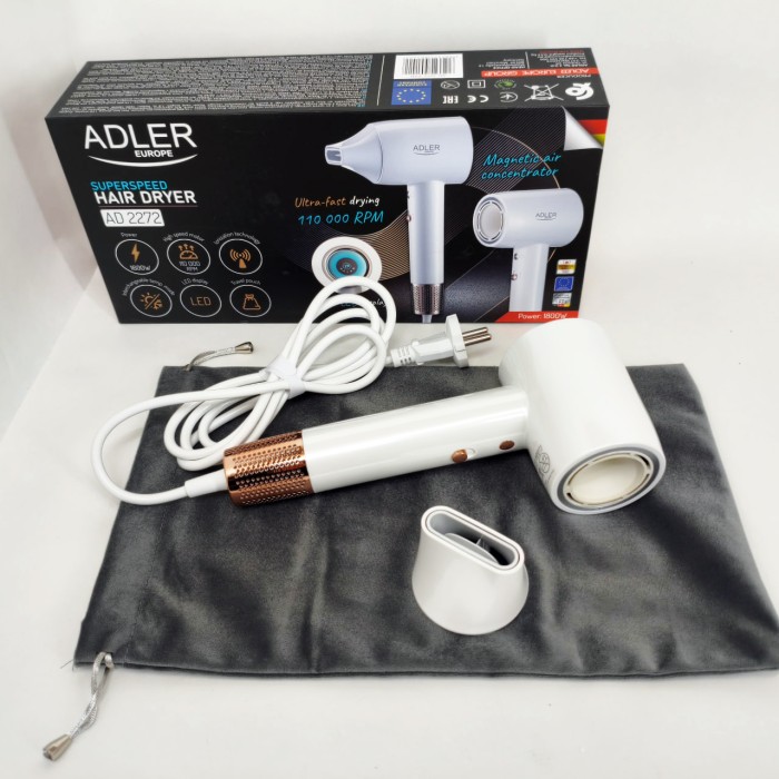 Професійний фен оригінал Adler AD 2272 1800Вт, Електричний фен для укладання Сучасний для волосся UH-19
