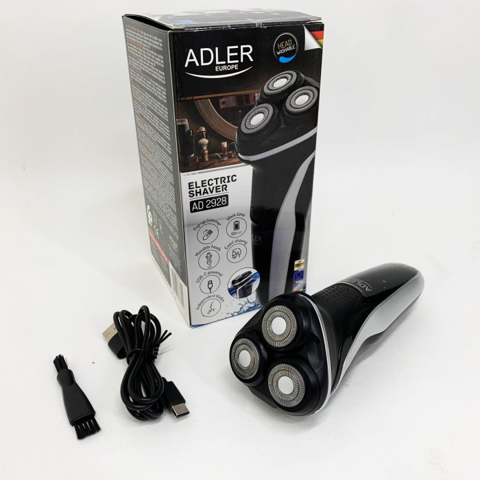 Акумуляторна бритва для гоління голови ADLER AD 2928, Електробритва для густої бороди MU-93
