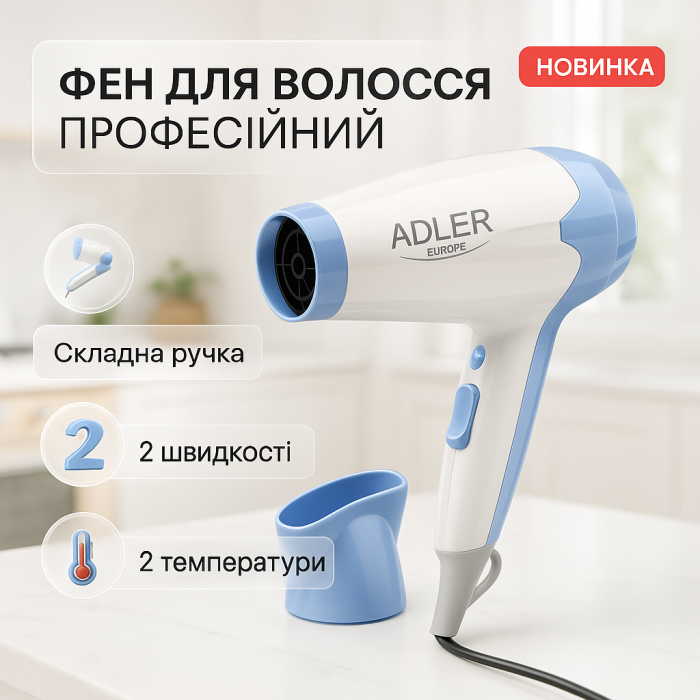 Фен для легкої укладки волосся, Фен для дому та салону, Потужний фен волосся практичний IF-20