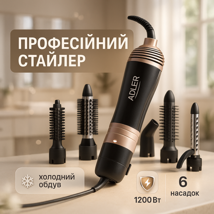 Фен-гребінець для сушіння ADLER AD 2022 1000Вт, Фен з потужним мотором, Фен побутовий для волосся MQ-29