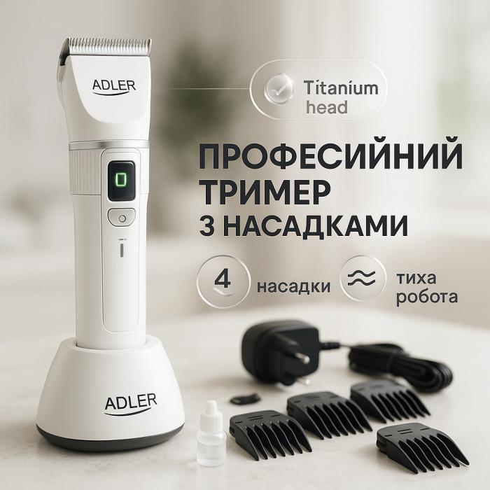 Набір для стрижки з зарядкою Adler, Машинка для окантовки акумуляторна, Хороший бездротовий тример MZ-22