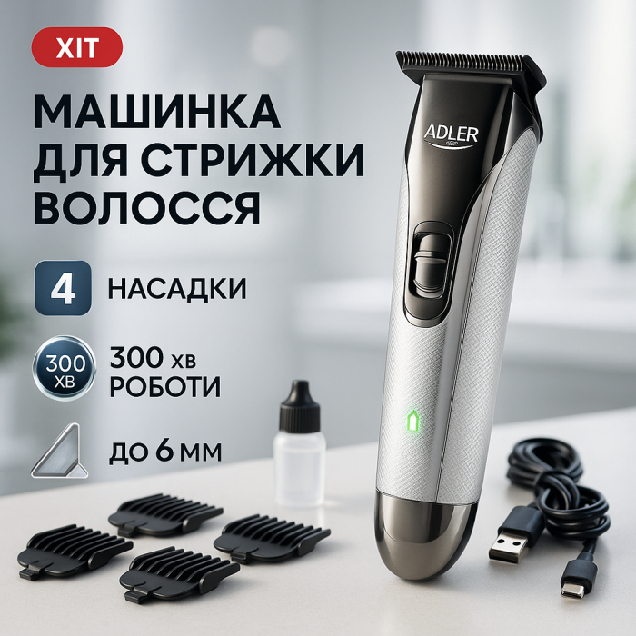 Машинка для точної стрижки бороди і волосся, Професійна машинка для стрижки волосся з насадками ZX-34