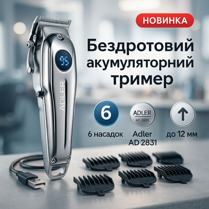 Набір для видалення волосся із зарядним пристроєм Adler, Набір машинок для стрижки XV-85