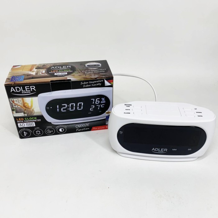 Настільний годинник з яскравими цифрами Adler, Годинник з датчиком температури і вологості CX-97