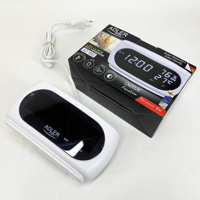 Настільний годинник з яскравими цифрами Adler, Годинник з датчиком температури і вологості CX-97