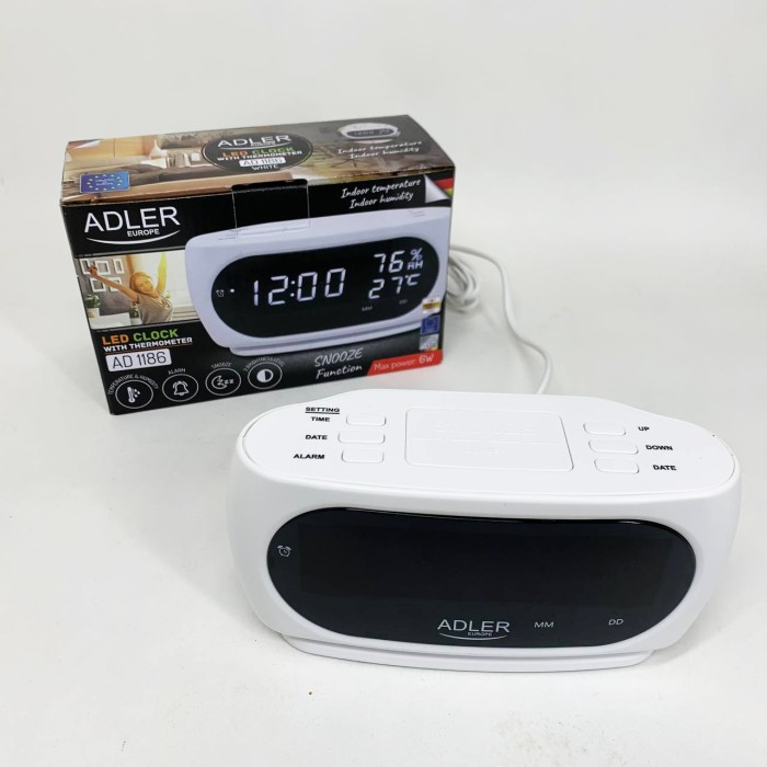 Настільний годинник з яскравими цифрами Adler, Годинник з датчиком температури і вологості CX-97