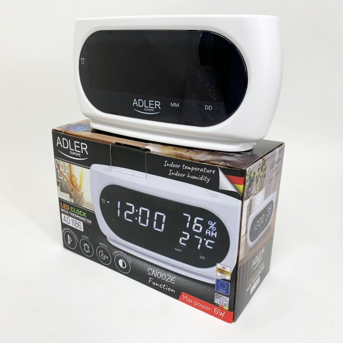 Настільний годинник з яскравими цифрами Adler, Годинник з датчиком температури і вологості CX-97