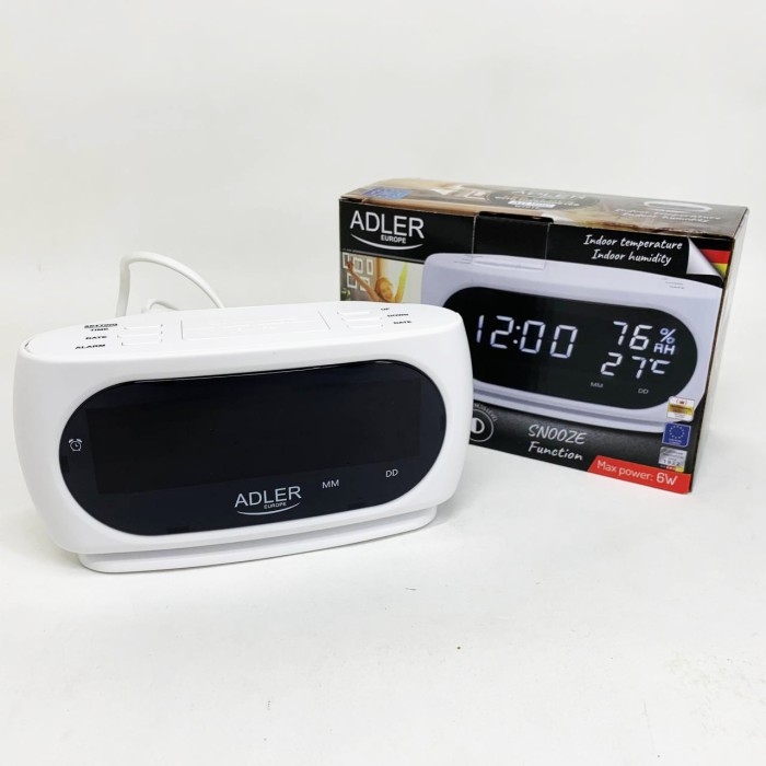 Настільний годинник-будильник Adler AD 1186 White