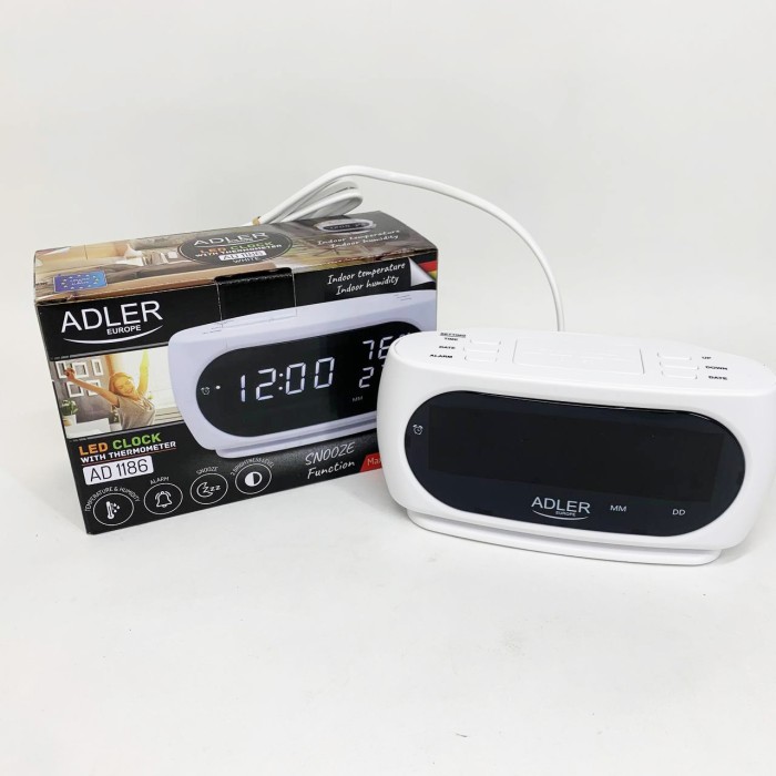 Настільний годинник-будильник Adler AD 1186 White