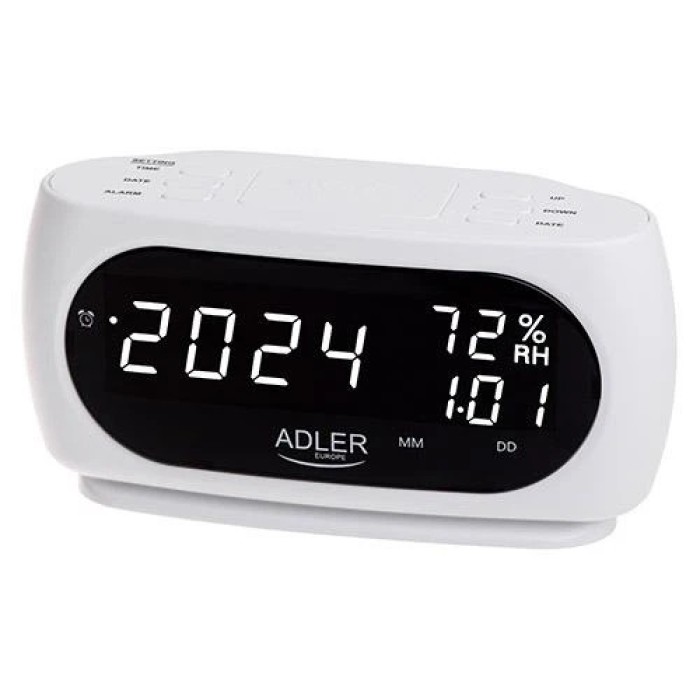 Настільний годинник-будильник Adler AD 1186 White