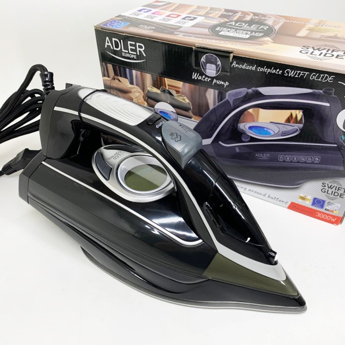 Парова праска для прасування Adler AD 5054 3000Вт, Праска керамічна антипригарна Потужна парова RC-97