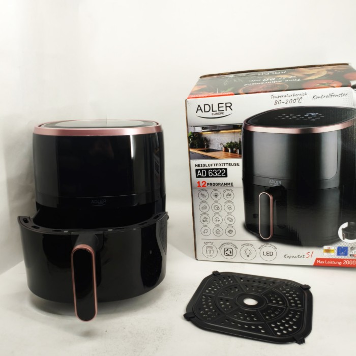 Аеро-фритюрниця без олії з таймером Adler AD 6322 5Л 2000Вт, Аеро-гриль для приготування фрі DM-78