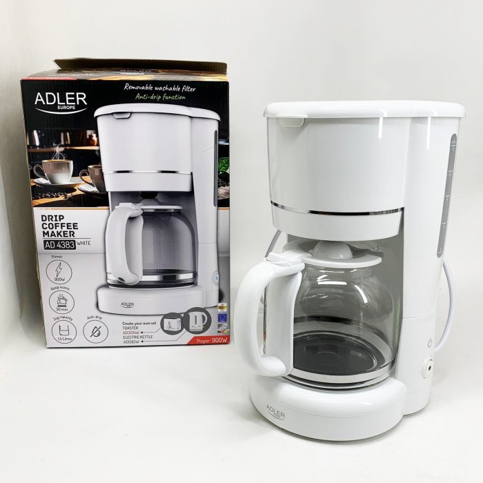 Кофеварка крапельна Adler AD 4383 white 1.5Л 900 Вт