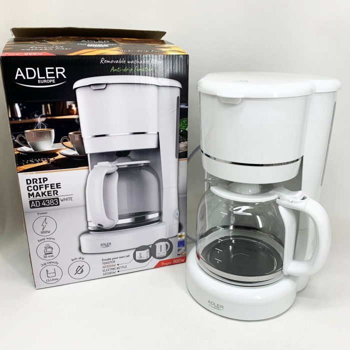 Кофеварка крапельна Adler AD 4383 white 1.5Л 900 Вт