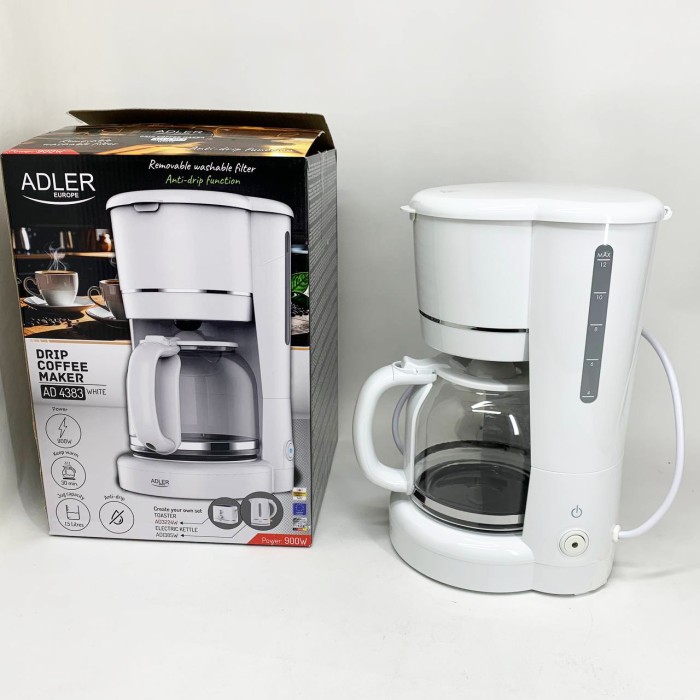 Кофеварка крапельна Adler AD 4383 white 1.5Л 900 Вт