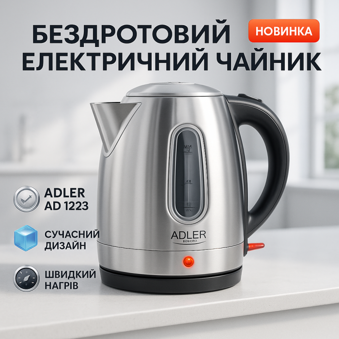 Електрочайники металеві для дому, Стильний електричний чайник, Електрочайник відмінний AT-26